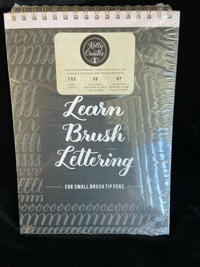 American Crafts Kelly Creates Learn Brush Lettering Workbook NEW Small Brush